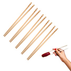 Set of 5 Pairs Chinese Decorated Natural Bamboo Chopsticks - Reusable and Washable, 24cm - Non-Slip Design for Sushi, Ramen and Asian Kitchen - Ideal for Home Use and Restaurants