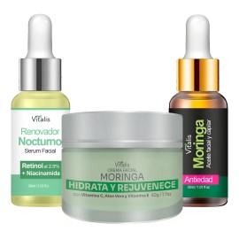 Kit Facial Antiedad Serum Retinol Crema Y Aceite De Moringa
