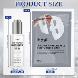 Organic Collagen Real Deep Mask, with Collagen Booster Serum, Bio Collagen Mask Overnight, Collagen Anti-Wrinkle Face Mask, for Hydration, Anti-Wrinkle Effect, Cleansing and Brightening