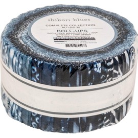 Sevenberry Shibori Blues 2024 Roll Up 40 2.5-inch Strips Jelly Roll Robert Kaufman RU-1305-40