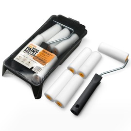 RAULDE 7 Pieces Mini Paint Roller Set - Includes a Paint Tray, Mini Rollers & Sleeves - Roller Set for Painting Walls, Edges & Ceilings