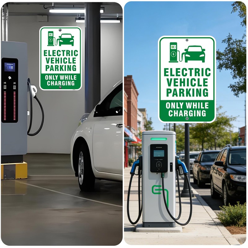 4 Pack 18x12 Inch Reflective Aluminum EV Charging Only Parking