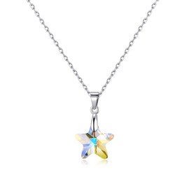 Philip Jones Sterling Silver Aurora Borealis Star Necklace Created with Zircondia® Crystals