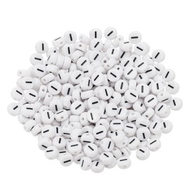 PATIKIL Round Letter Beads, 300 Pcs Letter I Acrylic Alphabet Beads White Beads Black Letters for Jewelry Making Bracelets Making Necklaces DIY, Black