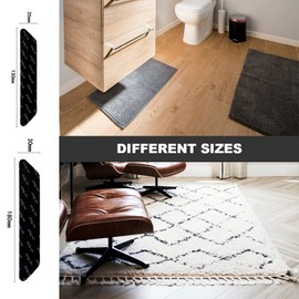 16 Pcs Rug Tape, Reusable Rug Gripper, Double-Sided Washable and Removable Carpet Tape for Hardwood and Tile Floors, 8 Each in Black and White (130mm*25mm*2mm)