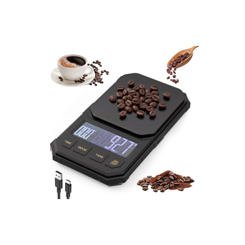 Báscula Digital Cocina con Temporizador, Bascula para Cafe 0.1g/2kg