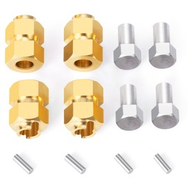 LSG 4Pcs Brass Wheel Hex Hub Extension Adapter for 1/18 Tra-xxas TRX4-M RC Crawler Car Upgrades Parts (Yellow)