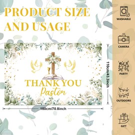 Papiailove Pastor Appreciation Banner 6×4 ft – Thank You Pastor Backdrop for Church Celebrations and Party Supplies