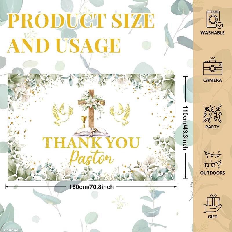 Papiailove Pastor Appreciation Banner 6×4 ft – Thank You Pastor