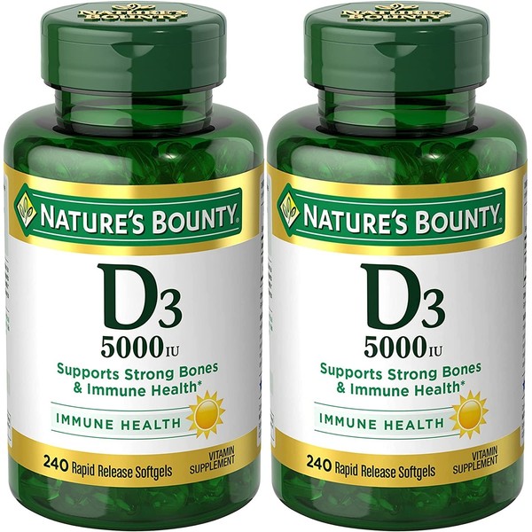 Nature's Bounty Vitamin D3, Immune Support, 125 mcg (5000iu), Rapid