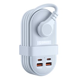 ORICO 22.5W Travel Power Strip, 7 in 1 Charging Station with 3AC, 2 USB-A, 2 USB-C, 4ft Extension Cord, Flat Plug Fashion Essential for Cruise Ship/Travel/Home/Office/Dorm -TK22