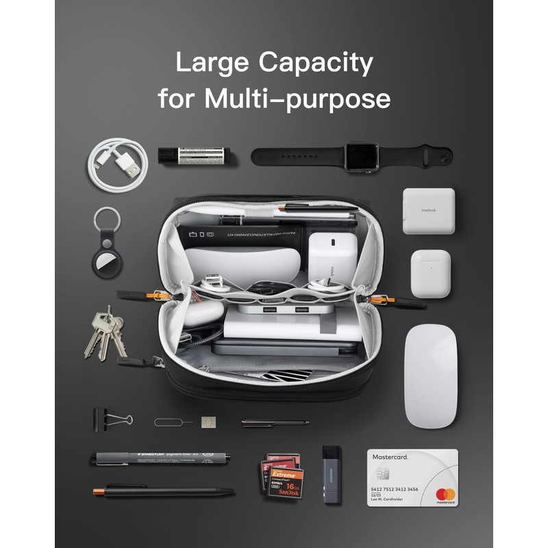 Inateck Electronics Organizer, Splashproof Travel Cable Organizer, Travel Organizer Tech