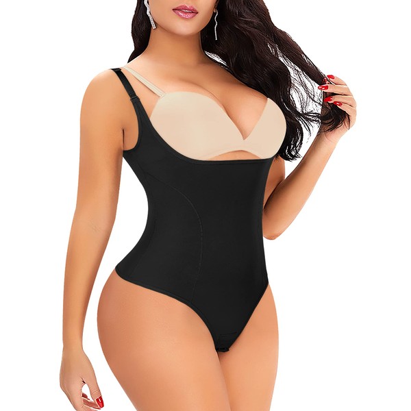 Thong Shapewear Bodysuit for Women Tummy Control Open Bust Body