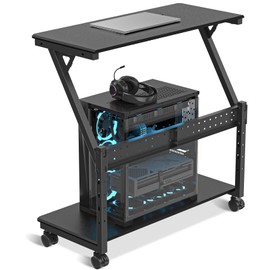 Suptek Computer Tower Stand,Height Adjustable PC Tower Stand/Cart with Wheels, Mobile Rolling CPU Holder, Computer Cart Side Stand for Computer Desk,23.22"-31.10"Hx29.13" Lx13.77" W, Black