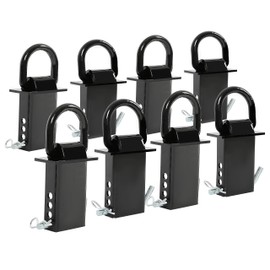 8 Pack Heavy Duty Adjustable Trailer Stake Pocket with 1/2" Hitch Pin, D Ring Tie Downs for Utility Trailers and Flatbed Trucks Standard 2"x 4"