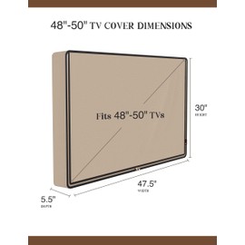 iBirdie Outdoor TV Cover 48 to 50 inch Waterproof, Cover Size 47.5" W x 30" H, Weatherproof, with Zipper for Outside Flat Screen 48 to 50 inch TV, Brown, 600D Thick Fabric Protector