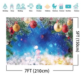 AIIKES 7x5FT Christmas Backdrops for Photography Winter Snowflake Christmas Balls Photography Backdrop Kids Baby Birthday Backdrops Xmas Holiday Party Decoration Photo Studio Props 11-735