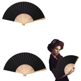 JEOPKO 2 PCS Hand Fan Foldable Paper Fan for Dancing,Paper Fans Chinese Wooden Openwork Personal Handheld Folding Fan for Wedding, Sandalwood Wedding Party Gift Guest Favour Wedding Decoration