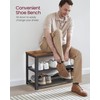 VASAGLE 3-Tier Shoe Rack, Shelf Storage Bench with Metal Mesh