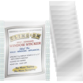 25 Pack - Cling-On Self-Adhesive Window Stickers - Clear Plastic Sheet Protectors for 8.5x11 Letter Size Paper - 3mil Thick - Top Loading - Removable, Reusable, Display Sleeves