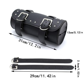 Universal Motorrad Satteltasche, Motorrad Werkzeugtasche Rolle, Motorrad Pu Leder Wasserdichte Werkzeugtasche Mit 2 Befestigungsgurten Für Die Motorradaufbewahrung Hängende Tasche (Schwarz)