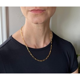 Paperclip Chain Necklace, Paper Clip Chain, 14k Gold Filled Large Link Chain Necklaces for Women Chunky, Heavy, Trendy Big Chain (Gold, 16+2)