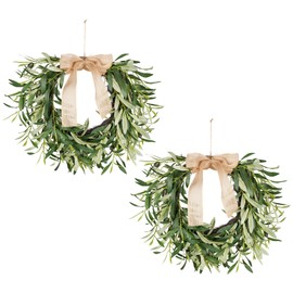 Olive Wreath for Front Door, 19'' Real Touch Door Wreath with Fruits