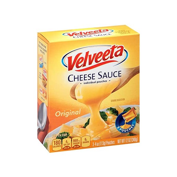 Velveeta Cheese Sauce, Original, 3 - 4oz Pouches (Pack of 4)