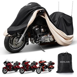 Benlari Waterproof Motorcycle Cover with Side Top Box Compatible with Touring Models Harley Davidson Road King Street Glide Road Glide Electra Glide Outdoor All Weather Protection, XL,116" x 47" x 53"
