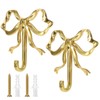 Tniytru Gold Hooks, 2 Pieces Elegant Bow Knot Wall Hooks