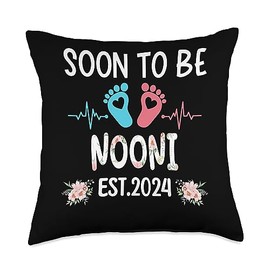 Soon To Be NOONI Est.2024 Funny Pregnancy Announcement Baby Throw Pillow, 18x18, Multicolor