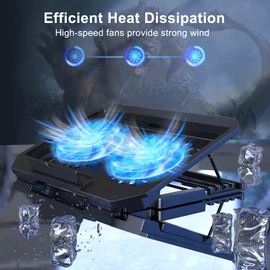 LIENS - Almohadilla de refrigeración para portátil con altura ajustable, dos ventiladores de 5.1 pulgadas, 2 puertos USB adecuados para portátiles de 12 a 15.6 pulgadas (negro)