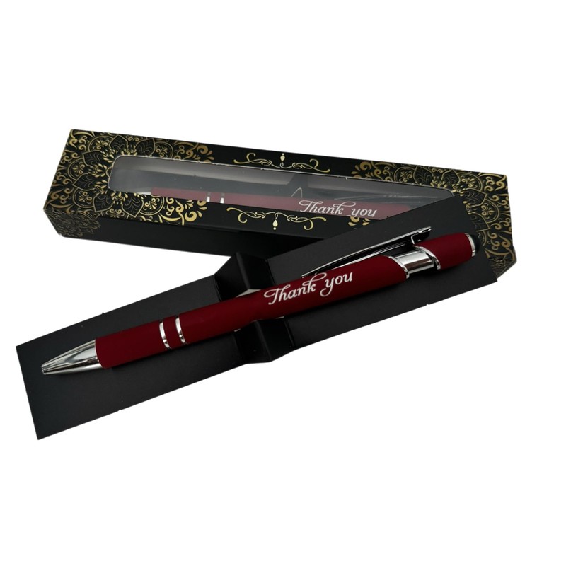 Engraved Thank You Ballpoint Pen Gift Set, Customisable, Laser Engraved,