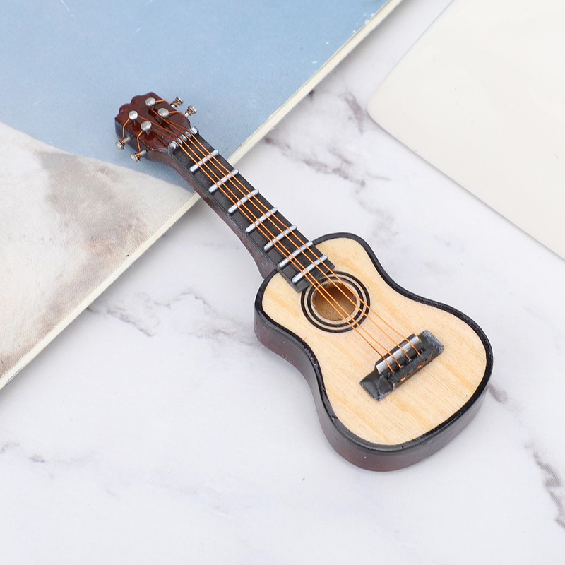 Basswood G Guitar Shaped Ornament 3 Dimensional Refrigerator Ornament Accessory