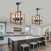 17.7 Inch Farmhouse Wood Chandelier for Dining Room, 4-Light Rustic
