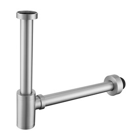 SEABEFORE Brass Round Bottle P-Trap 1 1/4, Adjustable Basin Sink Waste Drain Trap Kit, Brushed Nickel P Trap