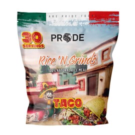 Pride Foods Rice 'N Grinds Hot Cereal - Gluten-Free, Non-GMO, Vegan-Friendly, Natural Rice Meal, Quick & Easy Hot Meal, Low-Fat Comfort Food, 30 Servings, Taco