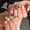 Uñas postizas cuadradas cortas - Uñas postizas con estampado de