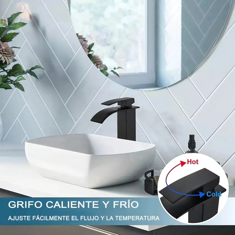 Grifería Banna Negra Monomando Lavabo De Mesada Con Mangueras Incluidas