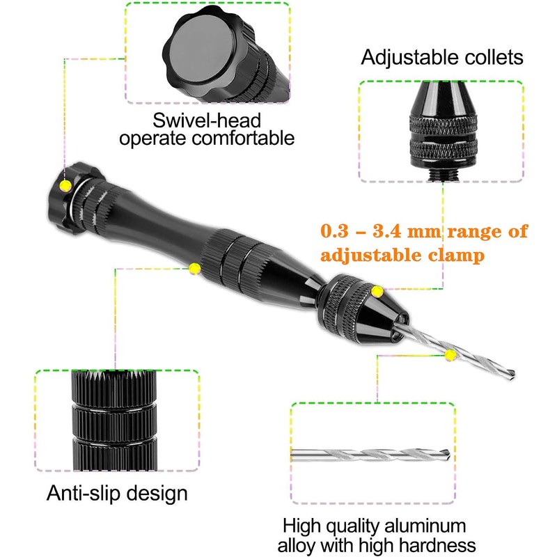 Hakkin 32 Pcs Pin Vise Hand Drill Kit for Jewelry