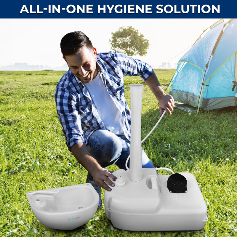 SereneLife Portable Camping Sink with 19L (5+ Gallon) Water Tank,