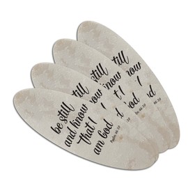 Be Still and Know that I am God Psalm Inspirational Christian Double-Sided Oval Nail File Emery Board Set 4 Pack
