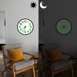 ALEENFOON Luminous Wall Clock, 30cm/12'' Glow in the Dark Silent Non Ticking Night Lights Wall Clocks Home Decoration for Home Living Room Bedrooms Office Kitchen School