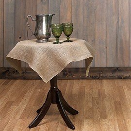 BROWARD LINENS Tablecloth Burlap Natural Square Overlay 30 Inch