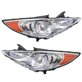 Thomletha Driver Side and Passenger Side Headlights Assembly Halogen Replacement for Sonata 2011-2014 Housing Chrome Lamp LH RH 2PCS