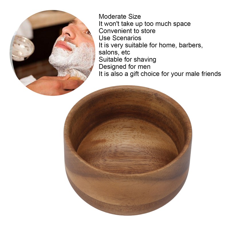 Wooden Men Shaving Bowl Burr Free Compact Shaving Cream Cup