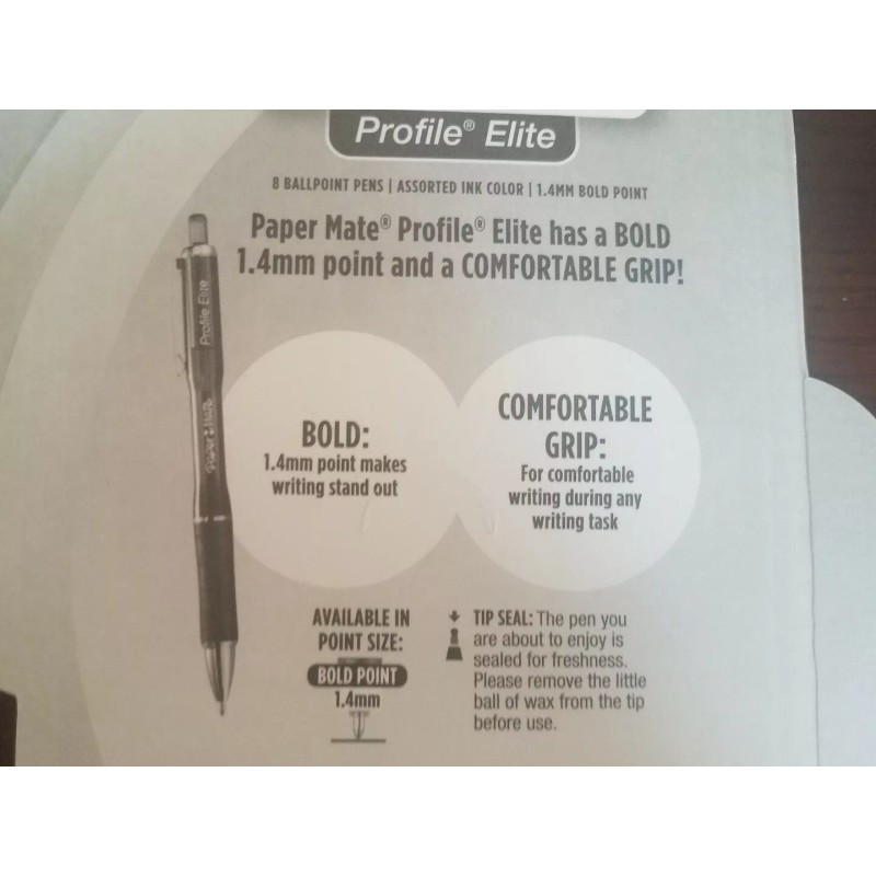 Paper Mate Profile Elite Retractable Ballpoint Pens, Bold Point,8pc Asst-SHIP24H