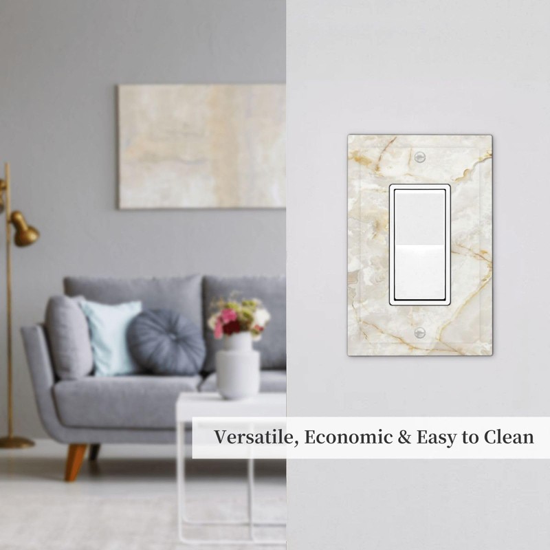 ybclf White Gold Marble Light Switch Cover 1 Gang Single
