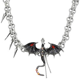 IQUQIXL Gothic Dragon Necklace for Women Men, Cool Animal Dragon Pendant Flying Dragon Necklace Punk Vintage Dark Jewelry for Men Women (Style 1)
