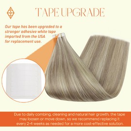 Full Shine Tape in Hair Extensions Remy Hair 12 Inch Color 18 Ash Blonde Highlight 613 Blonde Hair Extensions 30 Gram 20 Pcs Seamless Double Side Tape ins Add Volume for Women